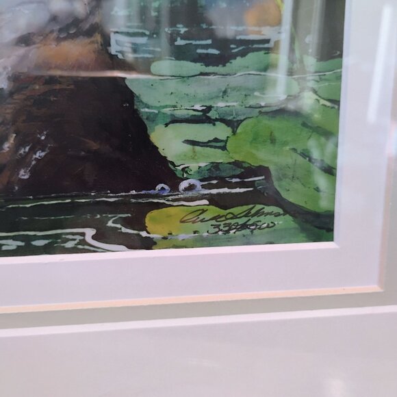Beth Erlund Johnson Otter Art Print Signed Numbered Pond Scene w/Dragonfly - Picture 10 of 13